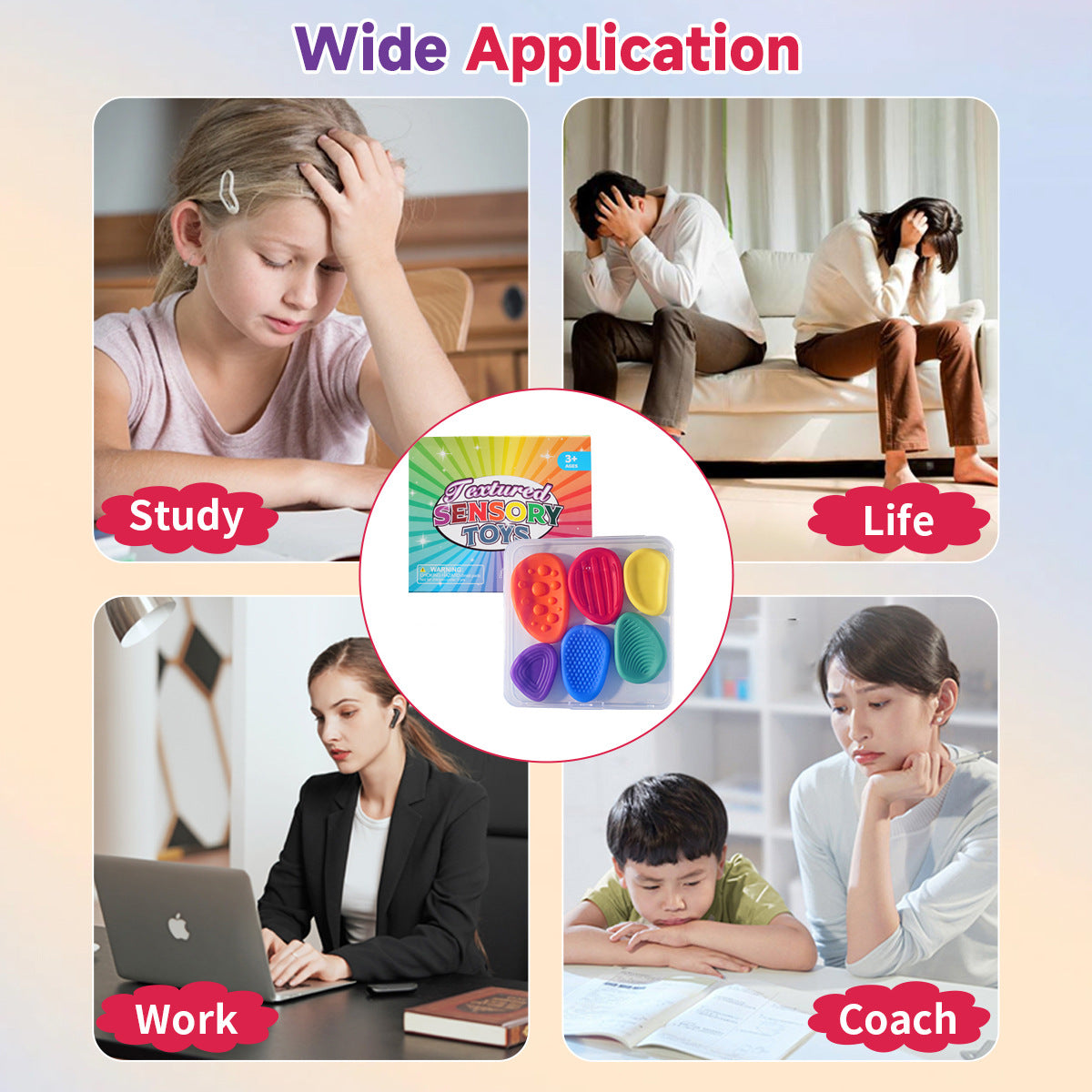 Cross-Border New Products FidgetToys Children's Stress Relief Stone Silicone Sensory Stone Soft Texture Stress Relief Toy3/6PCS