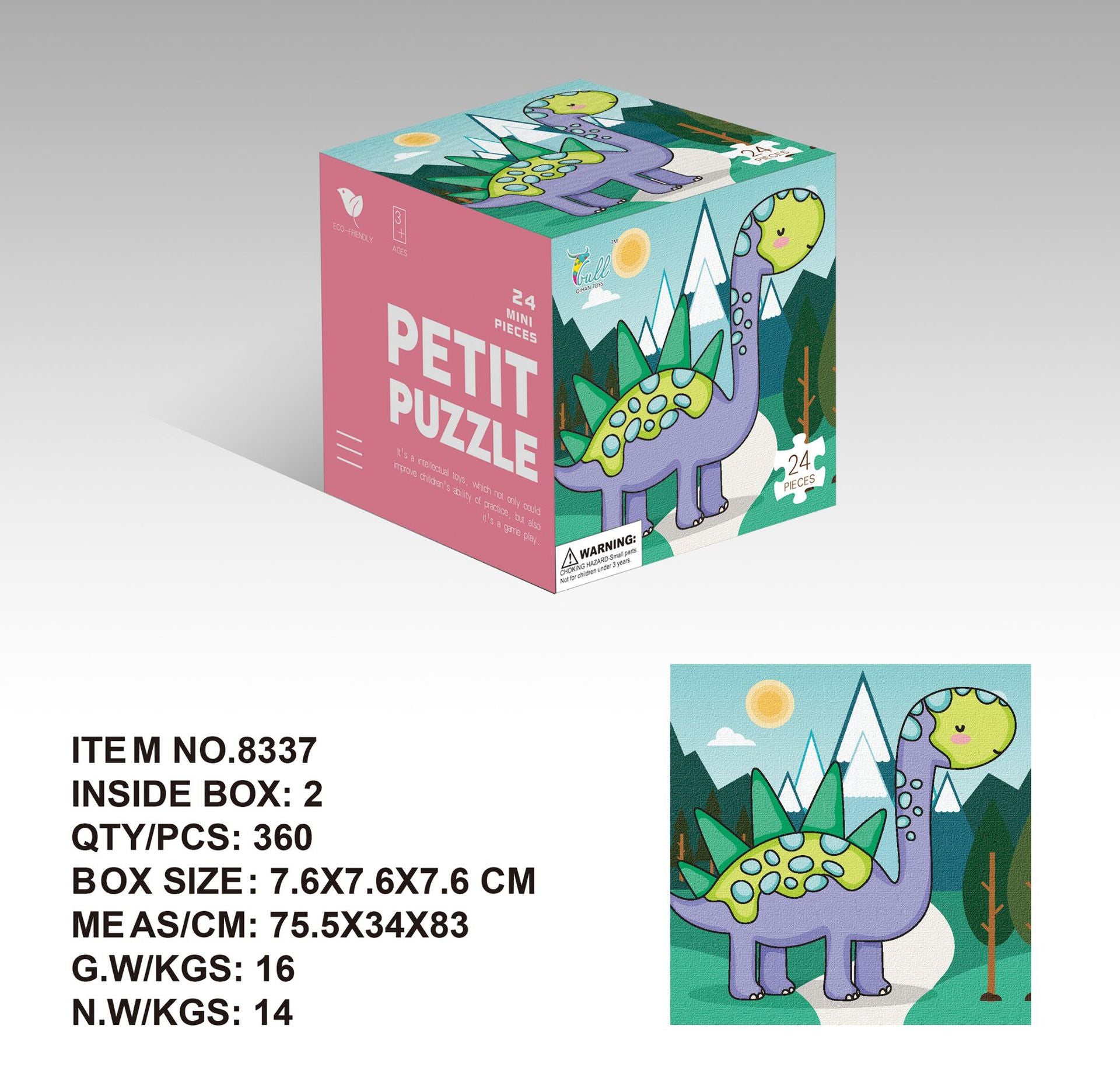 Mini24Paper Puzzle Children's Educational Early Learning Toy Kindergarten Gift3English Packaging