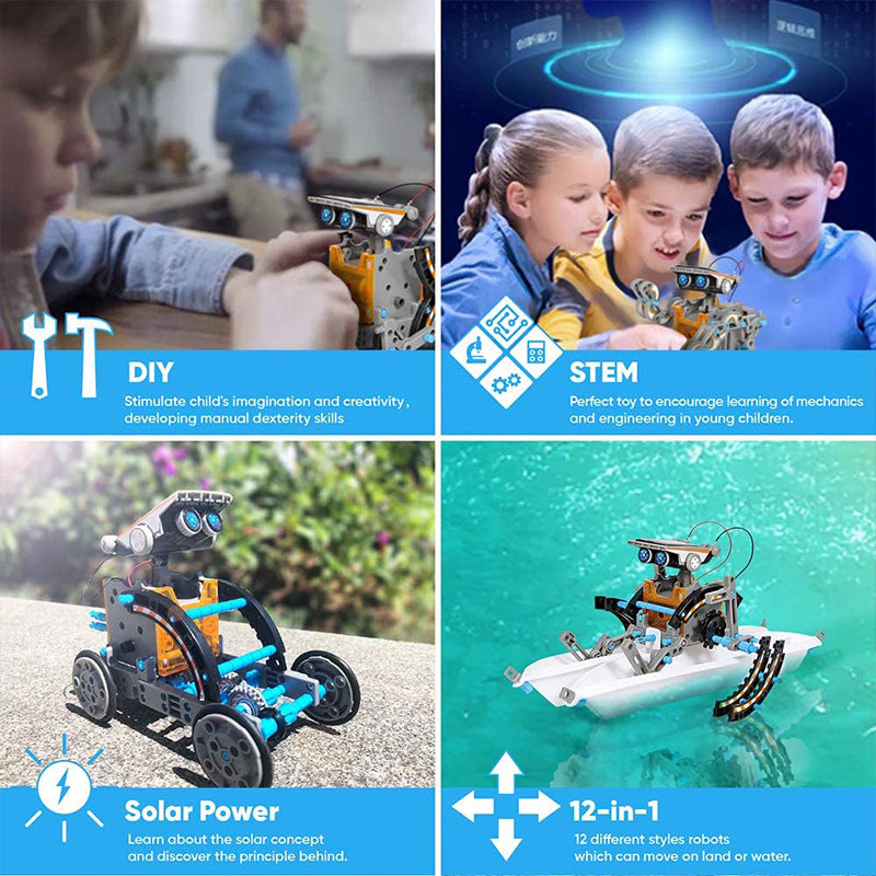 Upgraded Version DIY 13-in-1 Solar Powered Assembly Toy Car12Combination1Intelligent Robot