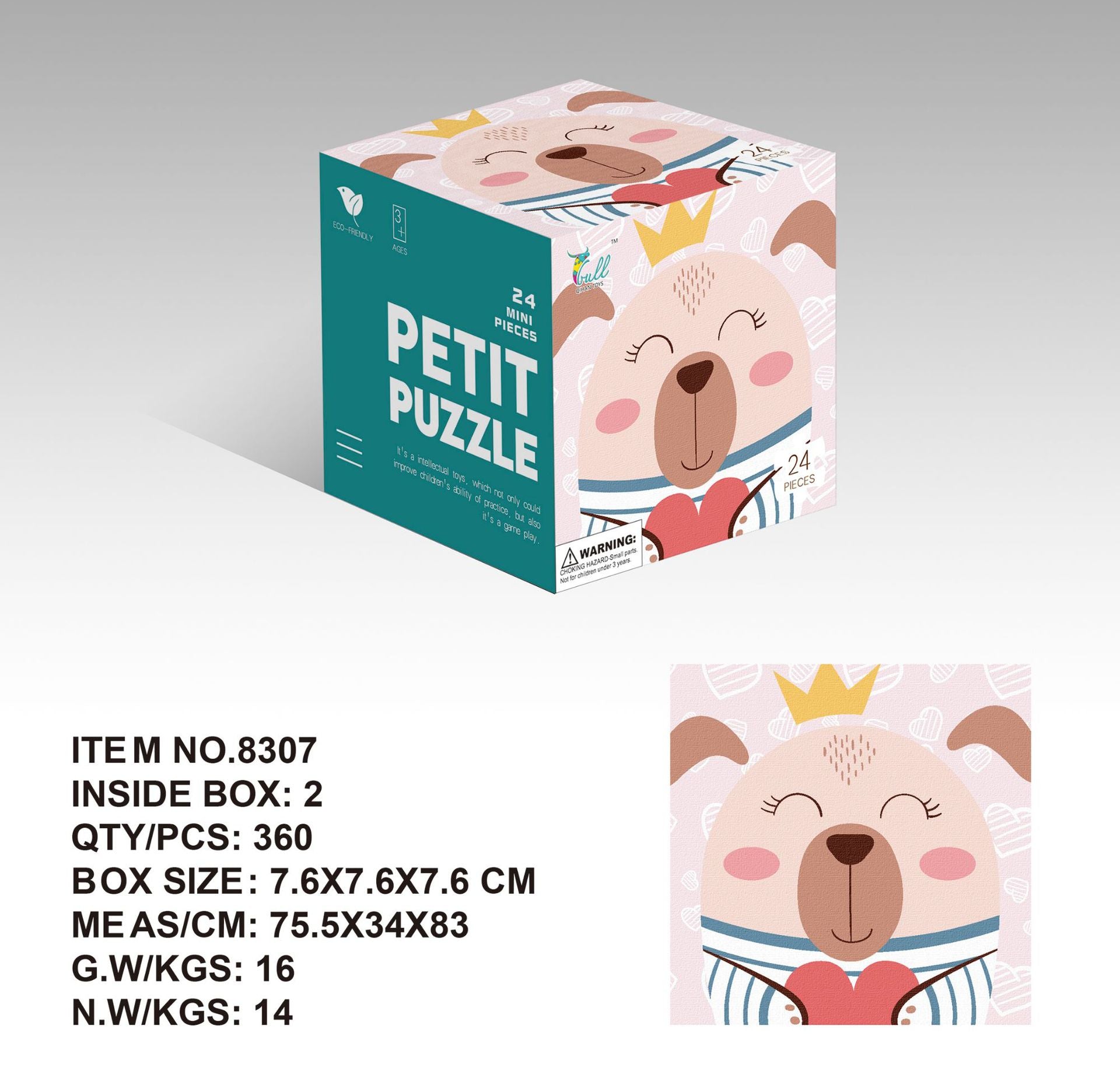 Mini24Paper Puzzle Children's Educational Early Learning Toy Kindergarten Gift3English Packaging