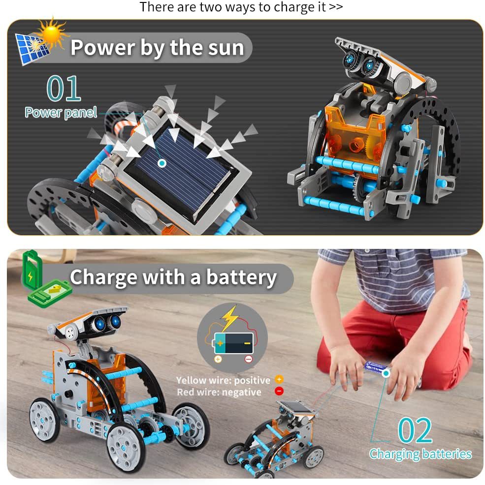 Upgraded Version DIY 13-in-1 Solar Powered Assembly Toy Car12Combination1Intelligent Robot