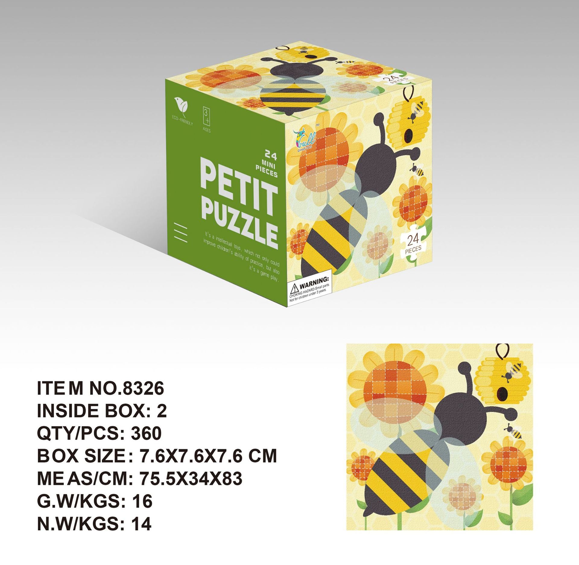 Mini24Paper Puzzle Children's Educational Early Learning Toy Kindergarten Gift3English Packaging