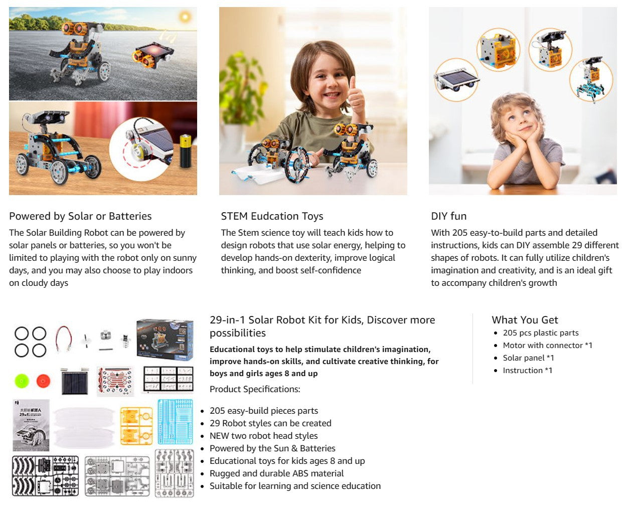 2024New Cross-Border DIY Assembled Toys 29Combination1Self-installed Solar Toy Car29Combination1Intelligent Robot