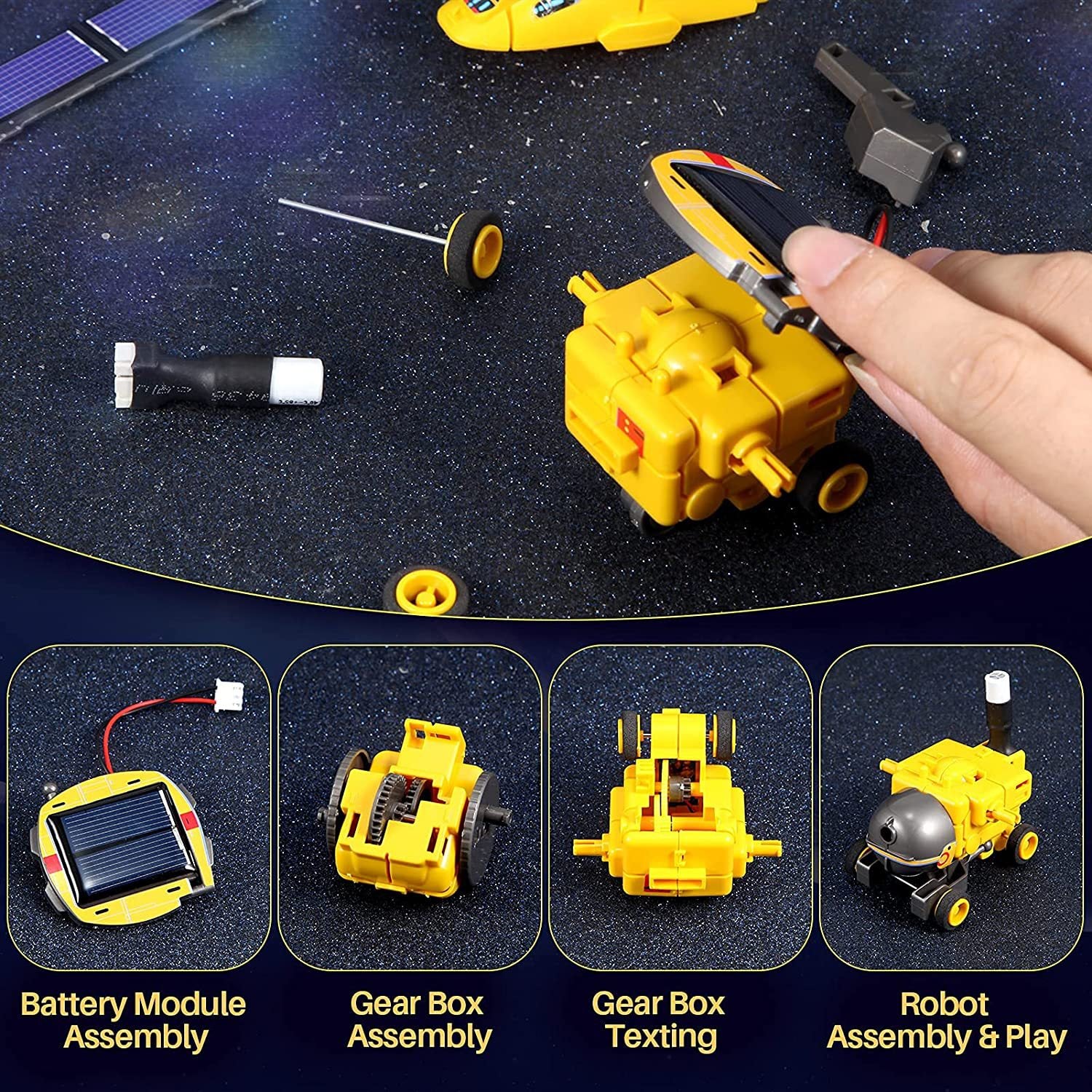 Cross-Border DIY Assembling Toy 6-in-1 Self-Assembled Space Solar Building Block Car6Combination1Robot Space Trendy Toy