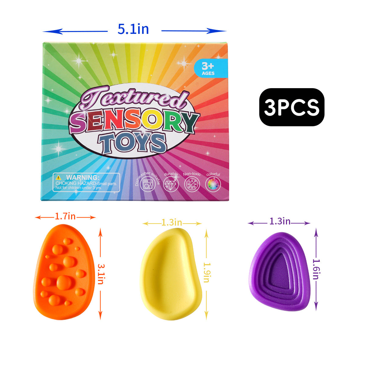 Cross-Border New Products FidgetToys Children's Stress Relief Stone Silicone Sensory Stone Soft Texture Stress Relief Toy3/6PCS