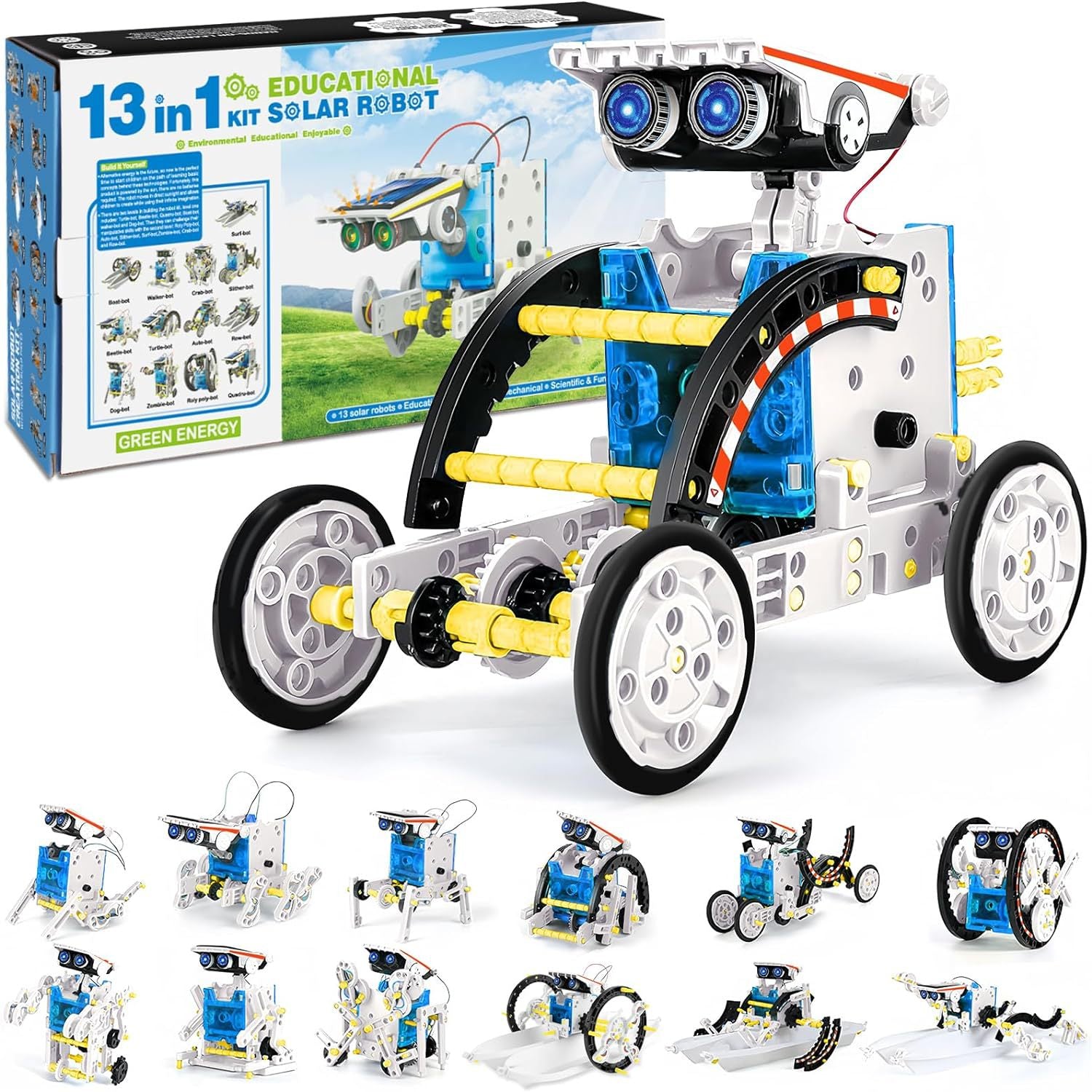 Upgraded Version DIY 13-in-1 Solar Powered Assembly Toy Car12Combination1Intelligent Robot