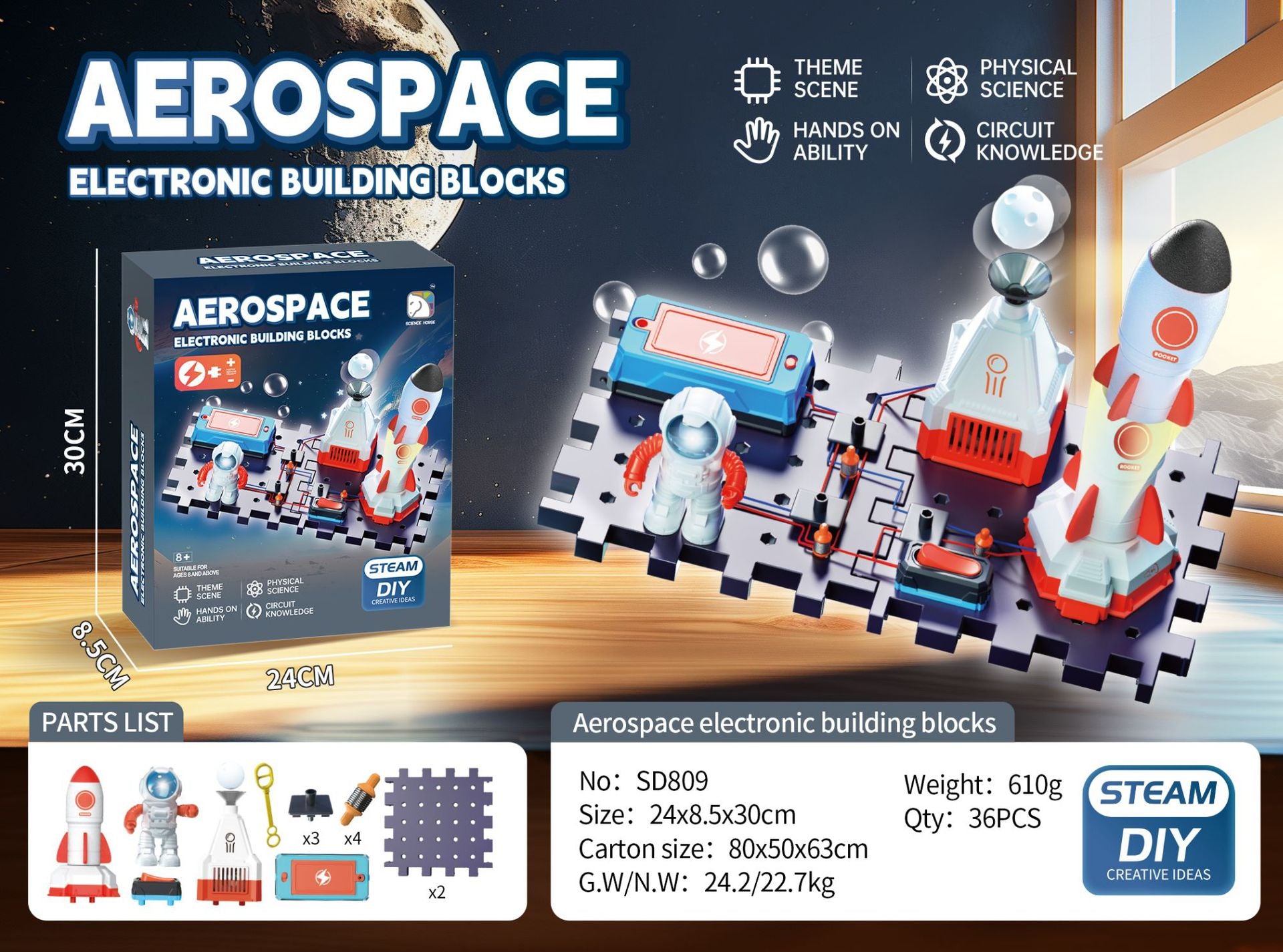 Learn from the Horse steam Electronic Building Blocks Physical Circuit Assembly Science Experiment Educational Model Cutting-edge Toy