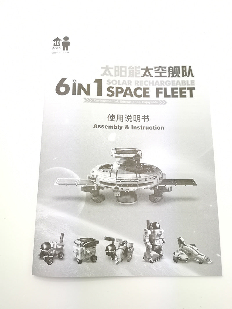 DIY Assembling Toy 6-in-1 Self-Assembled Space Solar Building Block Car6Combination1Robot Solar Toy