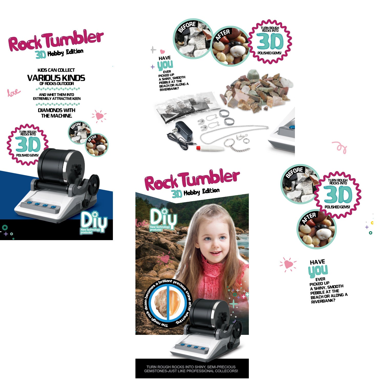 Amazon Hot Sale STEM Stone Grinder DIY Scientific Experiment Polishing Machine Children's Toy Electric Educational