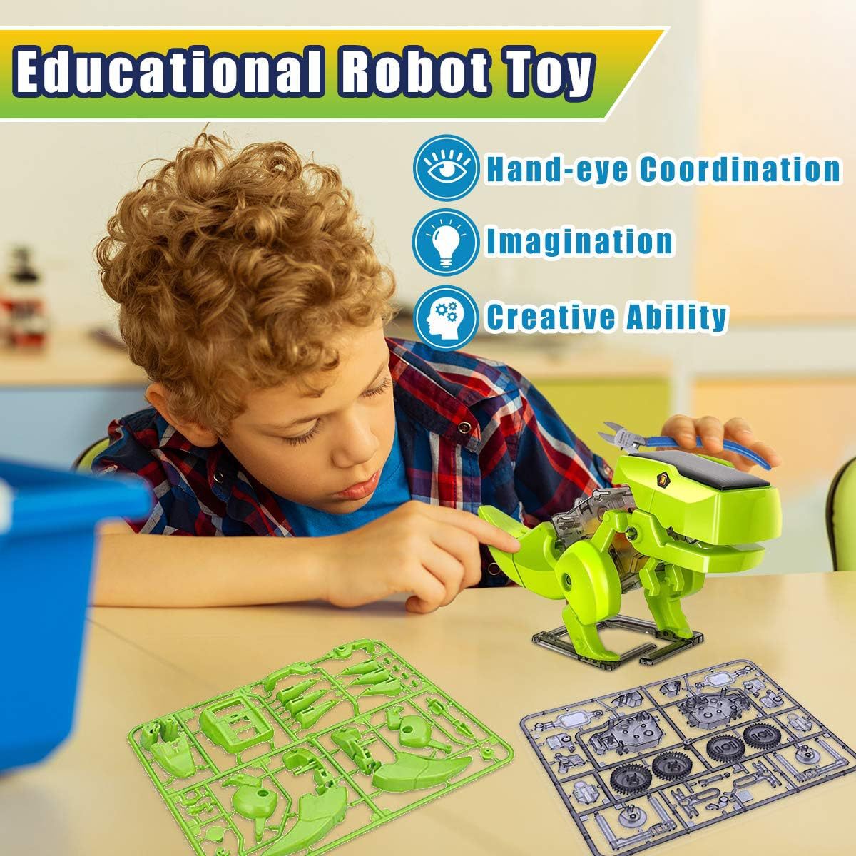 Cross-Border DIY Assembling Educational Toys 3-in-1 Self-Assembled Dinosaur Solar Toy Car3Combination1Intelligent Robot