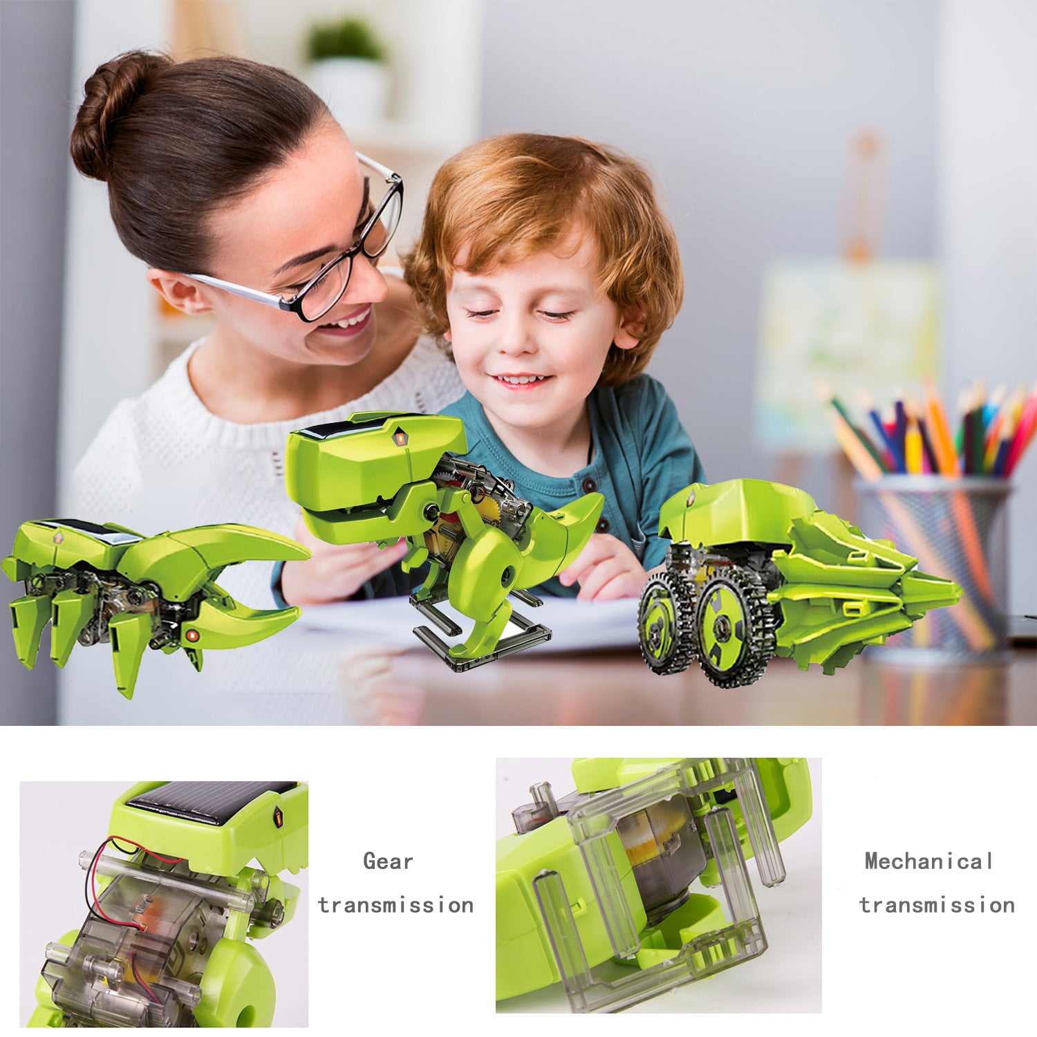 Cross-Border DIY Assembling Educational Toys 3-in-1 Self-Assembled Dinosaur Solar Toy Car3Combination1Intelligent Robot
