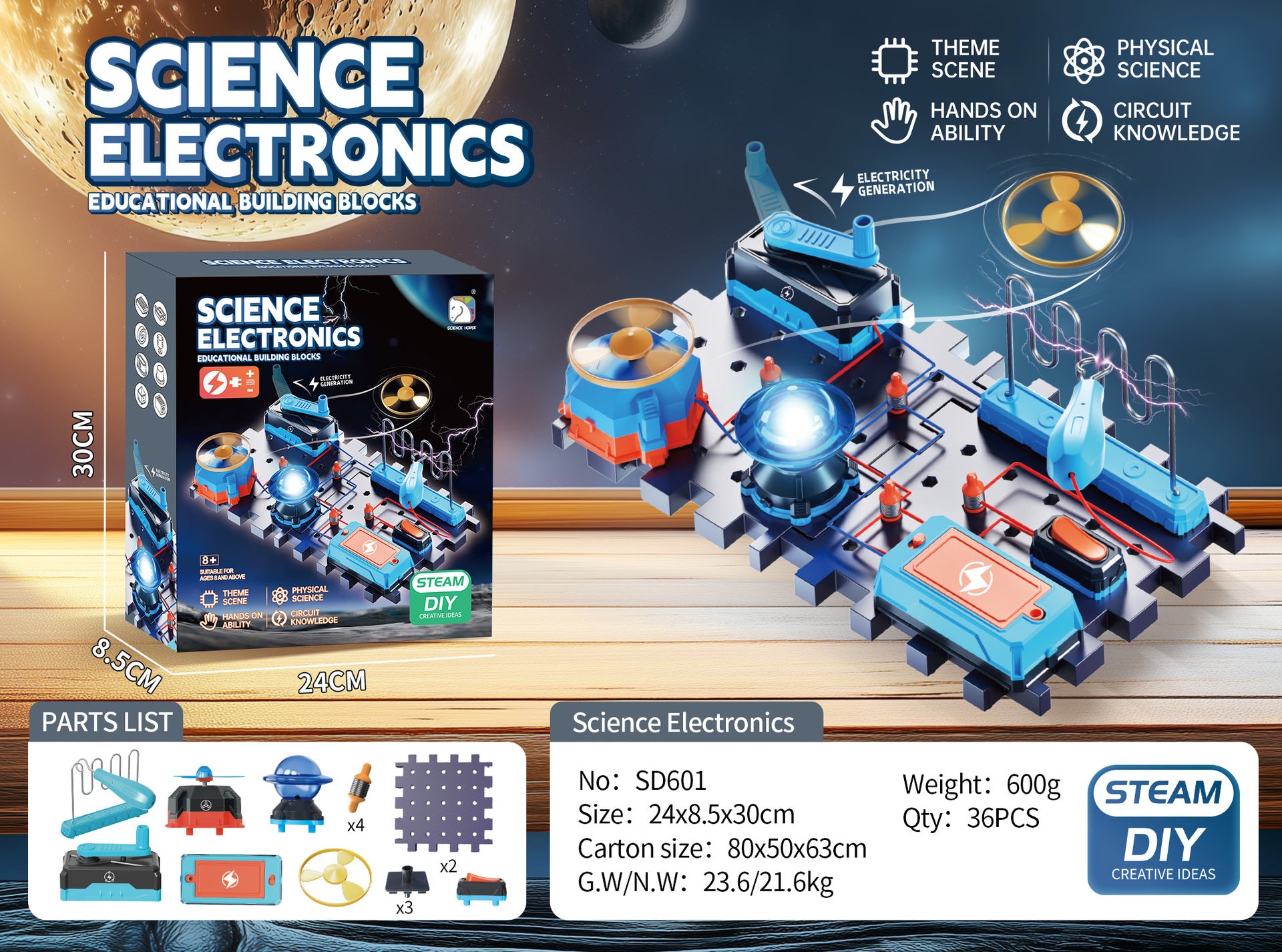 Learn from the Horse steam Electronic Building Blocks Physical Circuit Assembly Science Experiment Educational Model Cutting-edge Toy