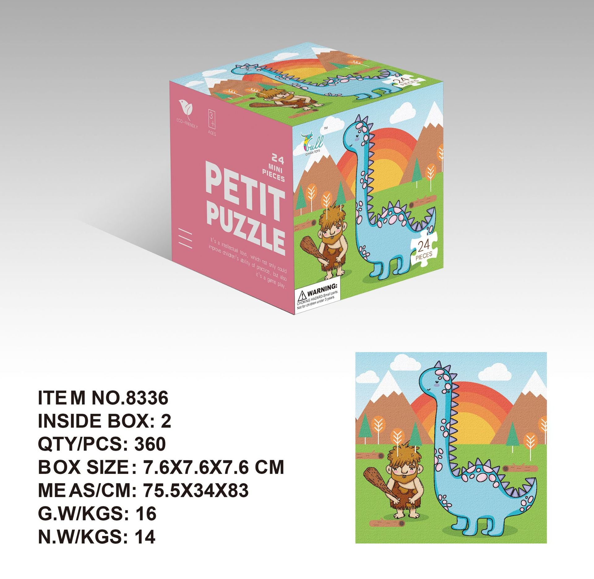 Mini24Paper Puzzle Children's Educational Early Learning Toy Kindergarten Gift3English Packaging