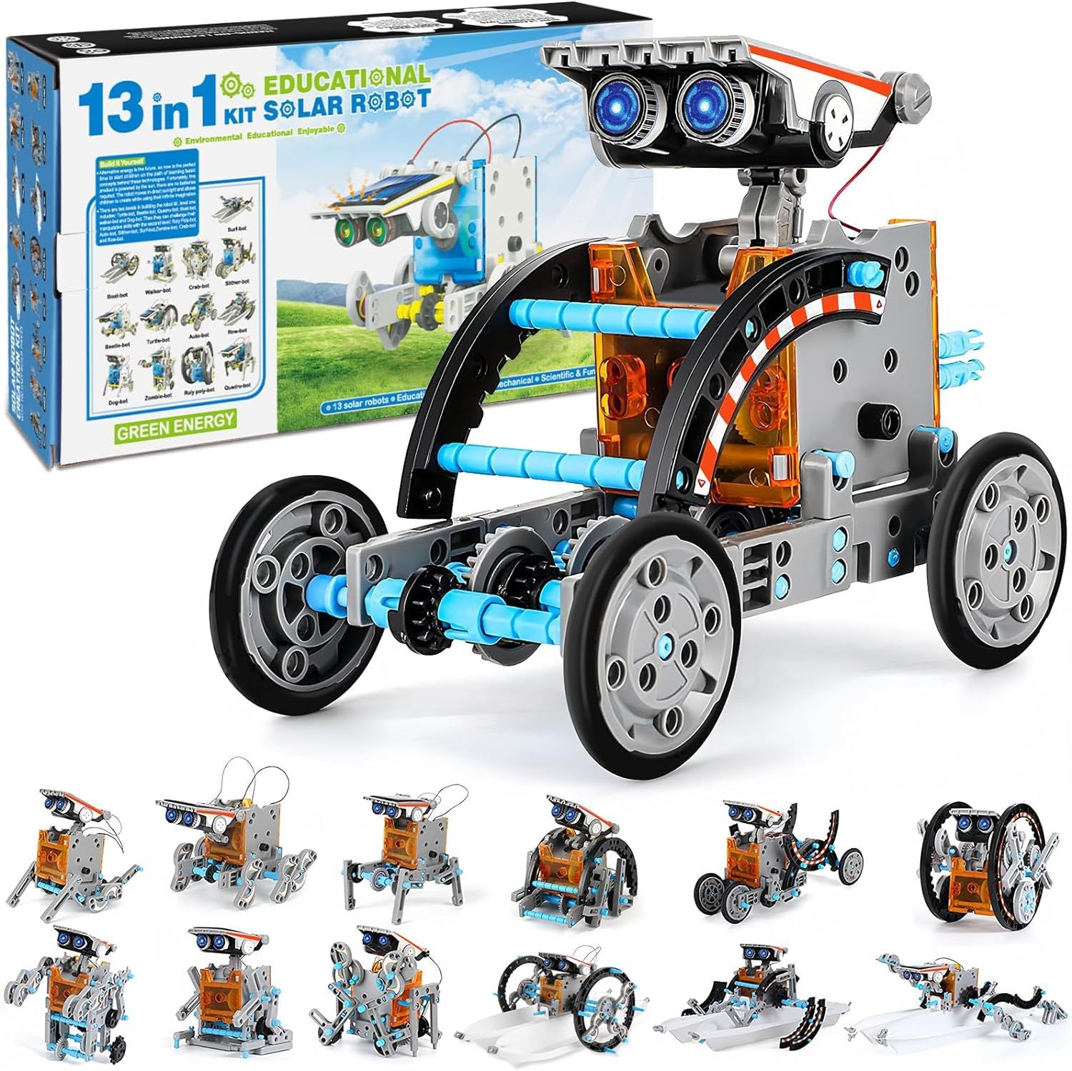 Upgraded Version DIY 13-in-1 Solar Powered Assembly Toy Car12Combination1Intelligent Robot