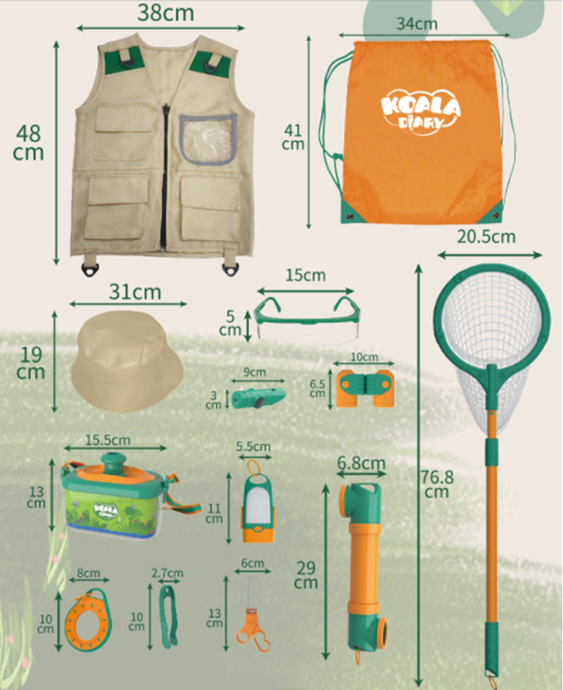 Foreign Trade Children's Outdoor Insect Box Telescope Spring Outing Catching Net Set Wild Adventure Biological Science Educational Toy