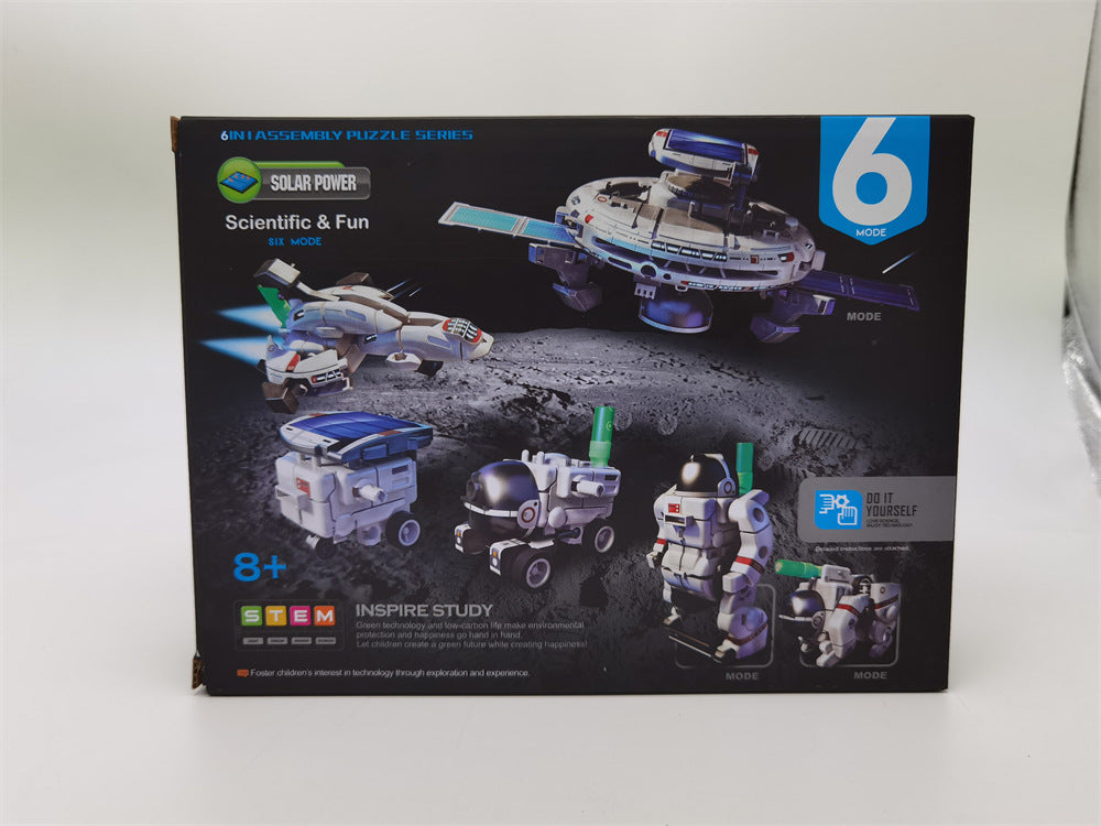 DIY Assembling Toy 6-in-1 Self-Assembled Space Solar Building Block Car6Combination1Robot Solar Toy