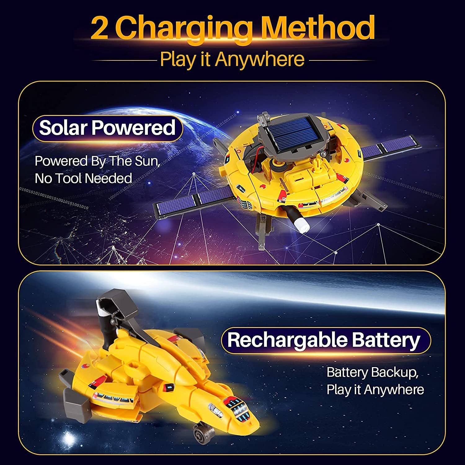 Cross-Border DIY Assembling Toy 6-in-1 Self-Assembled Space Solar Building Block Car6Combination1Robot Space Trendy Toy