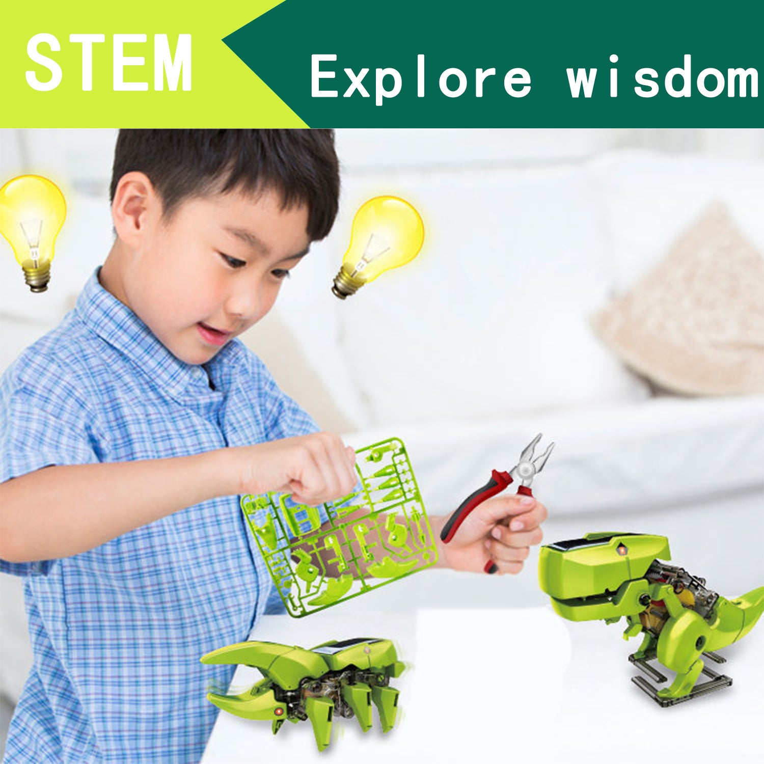 Cross-Border DIY Assembling Educational Toys 3-in-1 Self-Assembled Dinosaur Solar Toy Car3Combination1Intelligent Robot