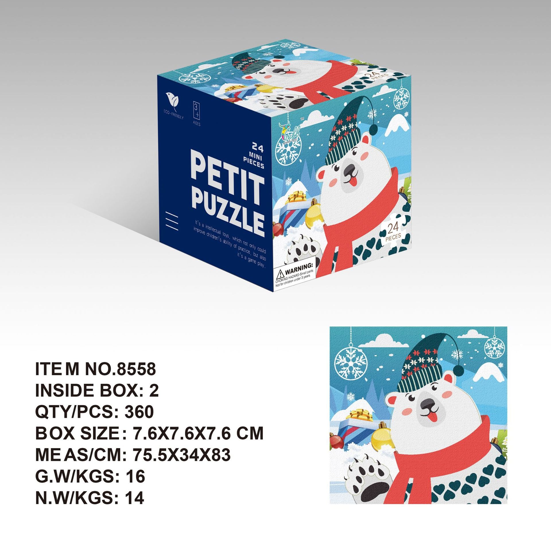 Mini24Paper Puzzle Children's Educational Early Learning Toy Kindergarten Gift3English Packaging