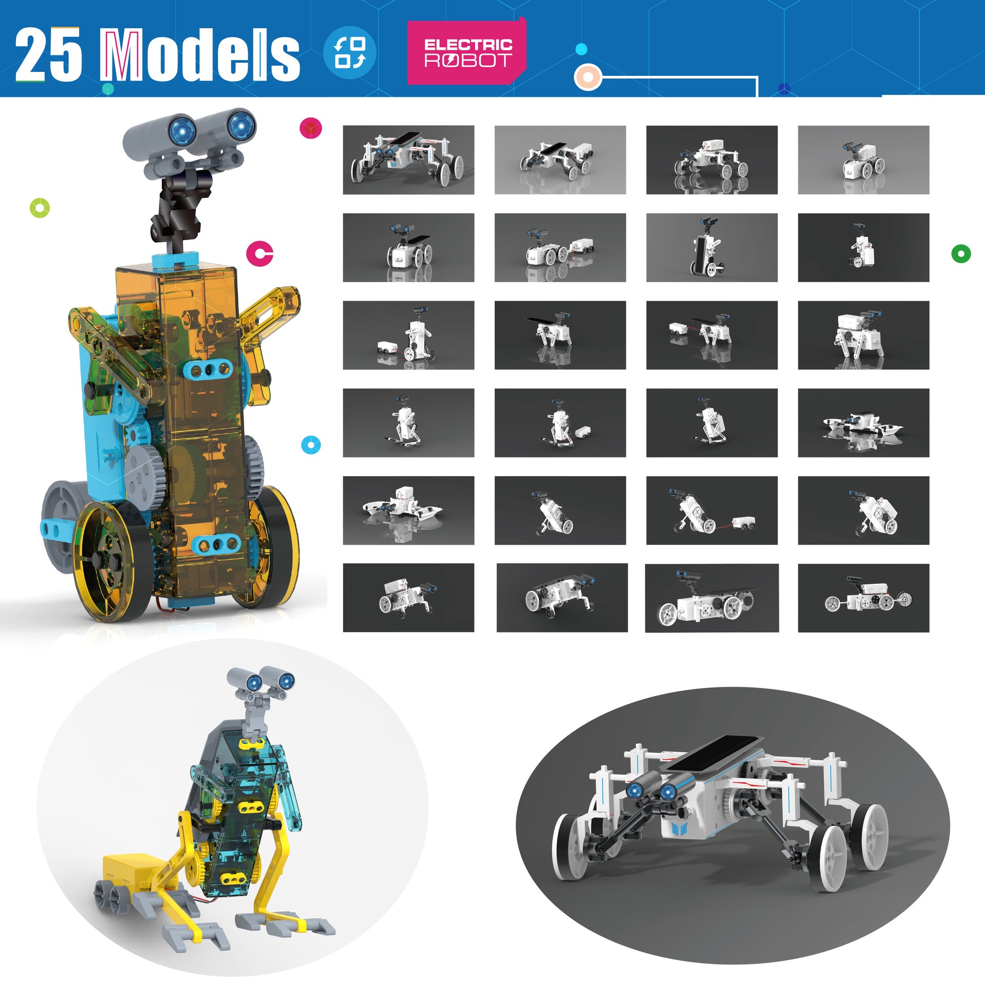 25 in 1DIY Assembling Toy All-in-One Mini Self-Assembled Space Solar Building Block Car Intelligent Robot