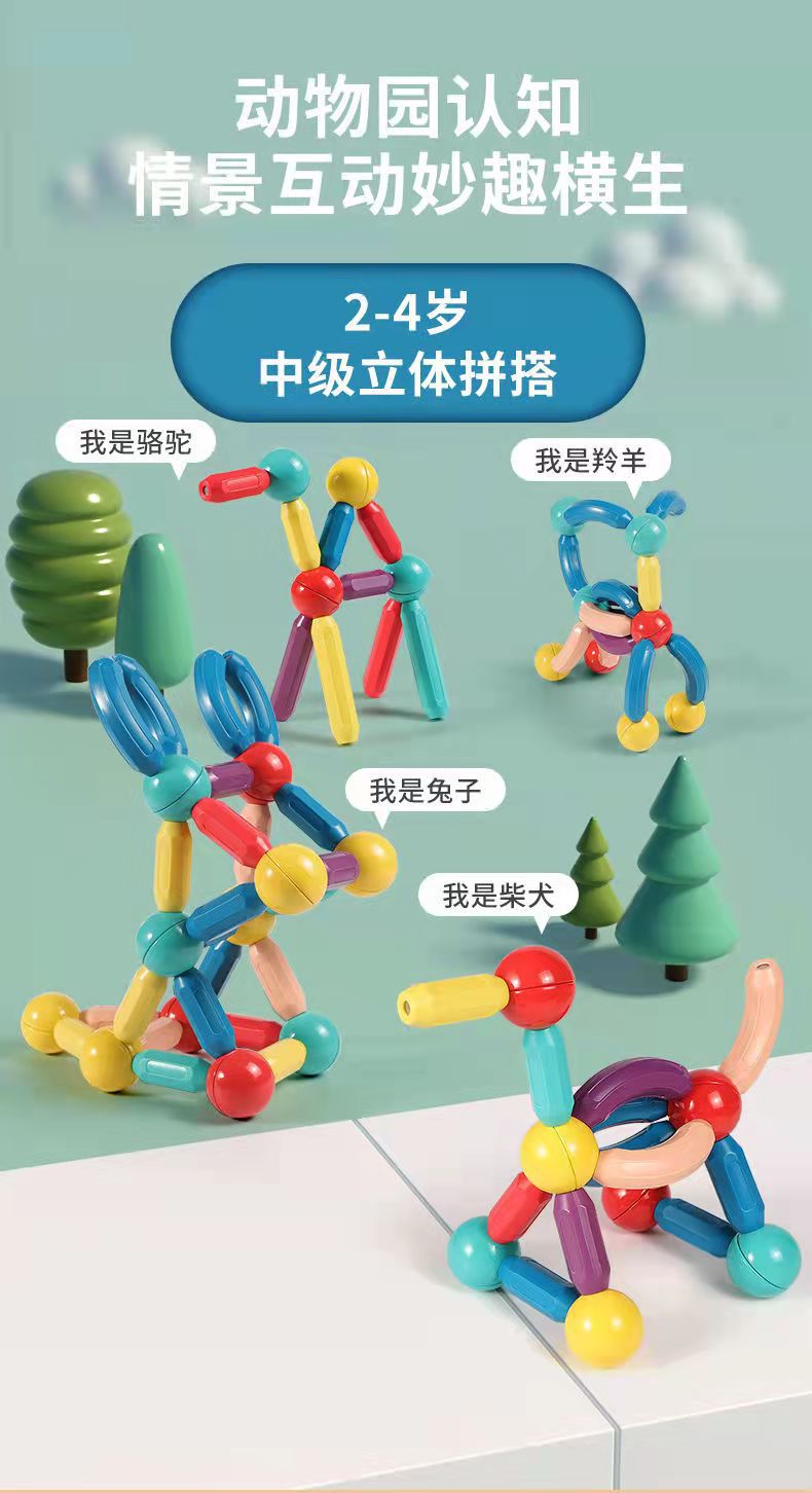 TikTok Cross-Border Magnetic Sticks Children's Early Education Educational Toys Intelligence Development Transformable Magnetic Building Blocks Dropshipping