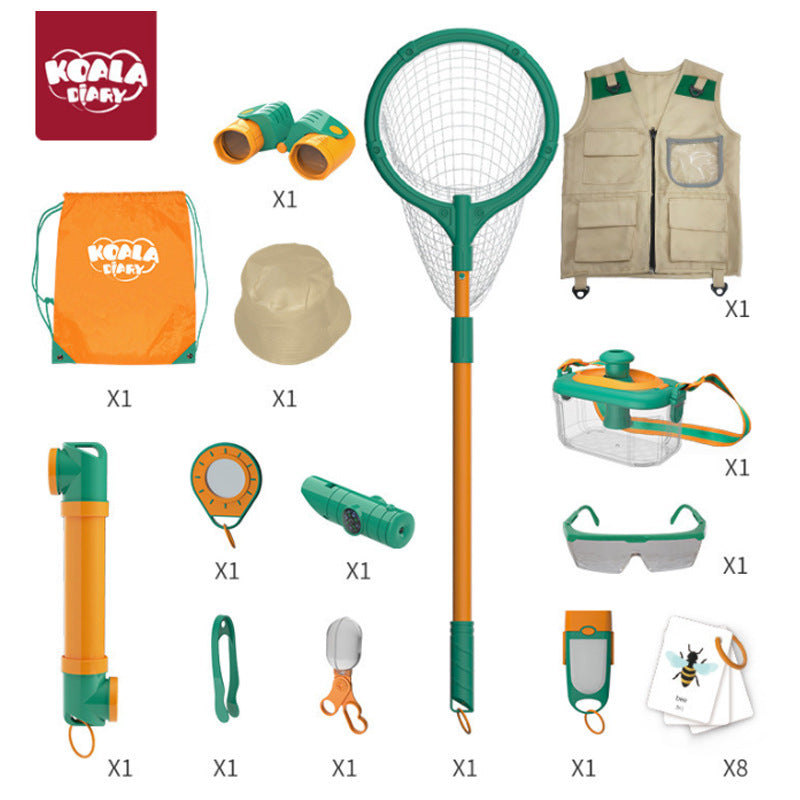 Foreign Trade Children's Outdoor Insect Box Telescope Spring Outing Catching Net Set Wild Adventure Biological Science Educational Toy