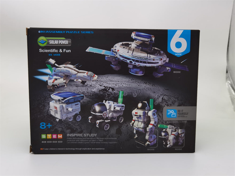 DIY Assembling Toy 6-in-1 Self-Assembled Space Solar Building Block Car6Combination1Robot Solar Toy