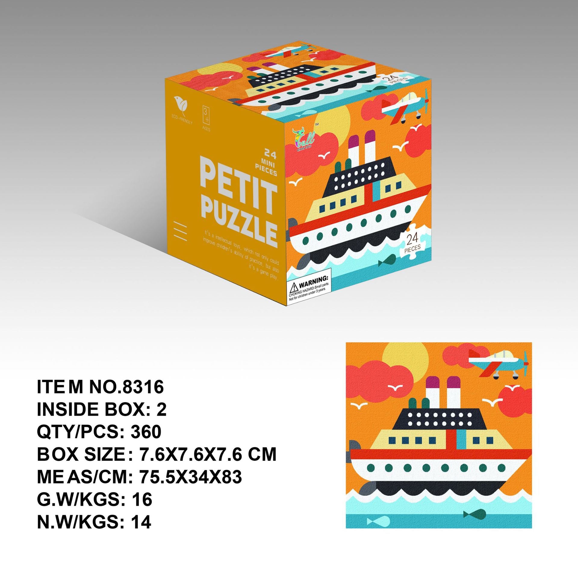 Mini24Paper Puzzle Children's Educational Early Learning Toy Kindergarten Gift3English Packaging