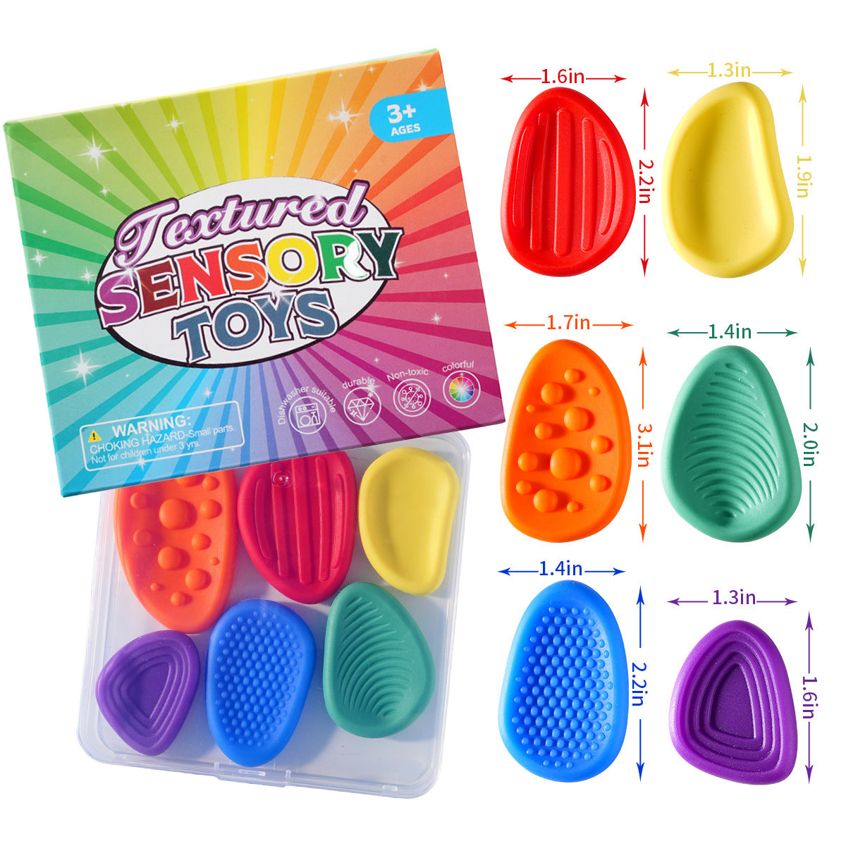 Cross-Border New Products FidgetToys Children's Stress Relief Stone Silicone Sensory Stone Soft Texture Stress Relief Toy3/6PCS