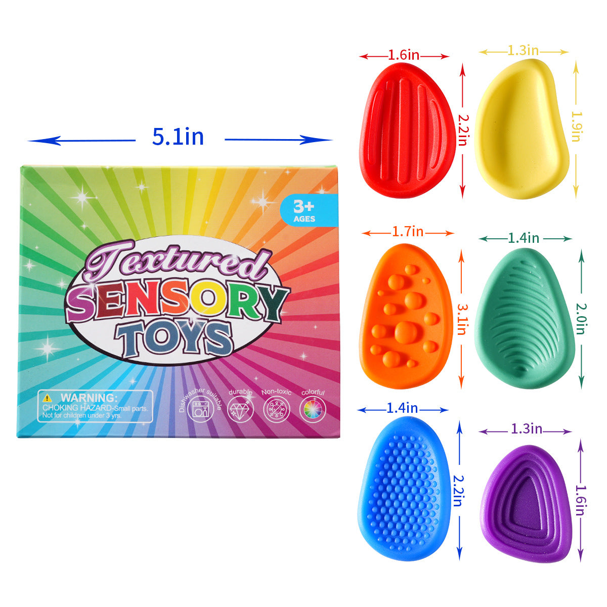 Cross-Border New Products FidgetToys Children's Stress Relief Stone Silicone Sensory Stone Soft Texture Stress Relief Toy3/6PCS