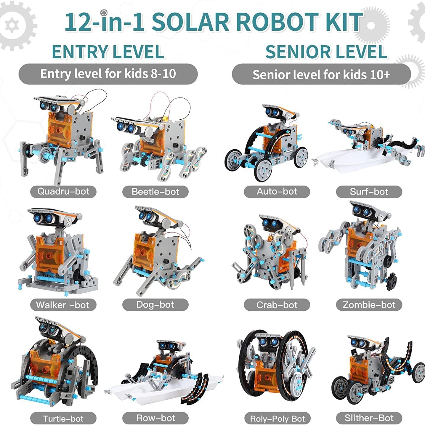 Upgraded Version DIY 13-in-1 Solar Powered Assembly Toy Car12Combination1Intelligent Robot