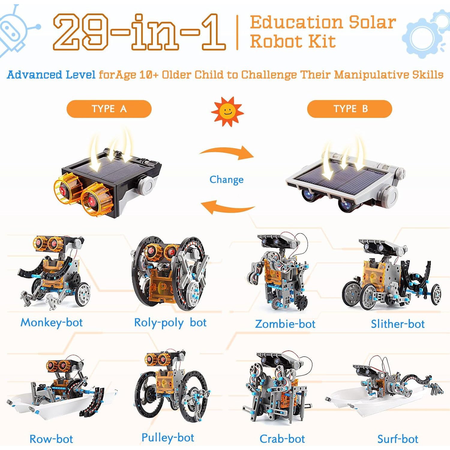 2024New Cross-Border DIY Assembled Toys 29Combination1Self-installed Solar Toy Car29Combination1Intelligent Robot