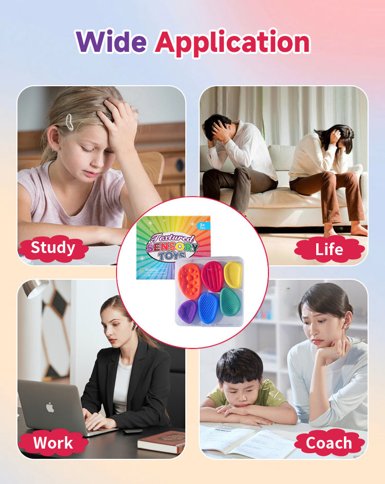 Cross-Border New Products FidgetToys Children's Stress Relief Stone Silicone Sensory Stone Soft Texture Stress Relief Toy3/6PCS