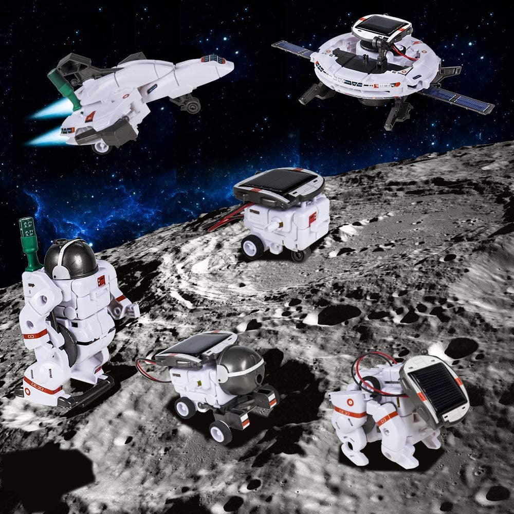 DIY Assembling Toy 6-in-1 Self-Assembled Space Solar Building Block Car6Combination1Robot Solar Toy