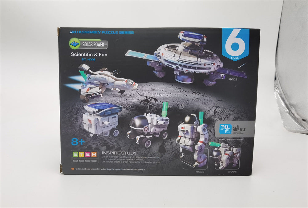 DIY Assembling Toy 6-in-1 Self-Assembled Space Solar Building Block Car6Combination1Robot Solar Toy
